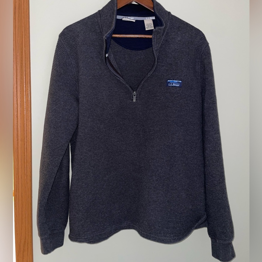 L.L. Bean Men's Charcoal Zip-Up Sweater - Picture 8 of 16